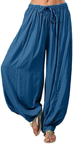 מכנסיים של Uofoco Plus בגודל לנשים מכנסי יוגה רופפים מכנסי הרמון בצבע אחיד
