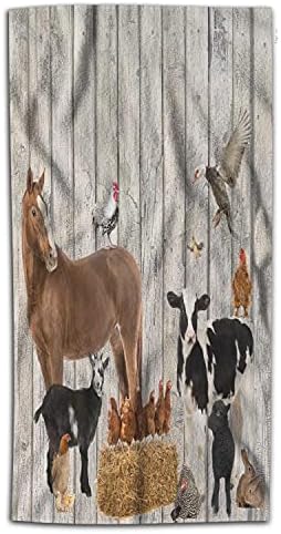 וונדרטטי קיר מעץ מגבות מגבות חוות בעלי חיים קטנים מגבות פרה סוס לחדר אמבטיה, ביד ופנים מטליות