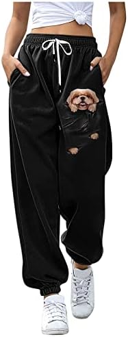 מכנסי טרנינג לחג המולד מכנסי טרנינג נמתחים מותניים גבוהים משוך על מכנסי רגליים רחבות אייל רופף