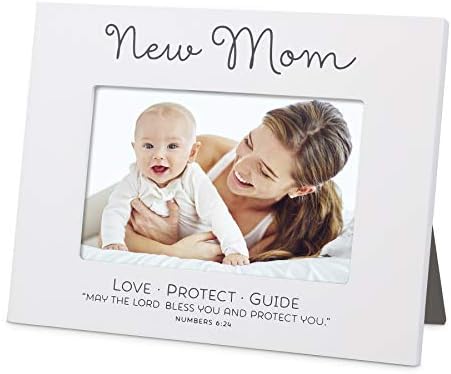 מגדלור מוצרים נוצריים מברכות אמא חדשות לילך לבן 8.25 x 6.5 מסגרת צילום עץ