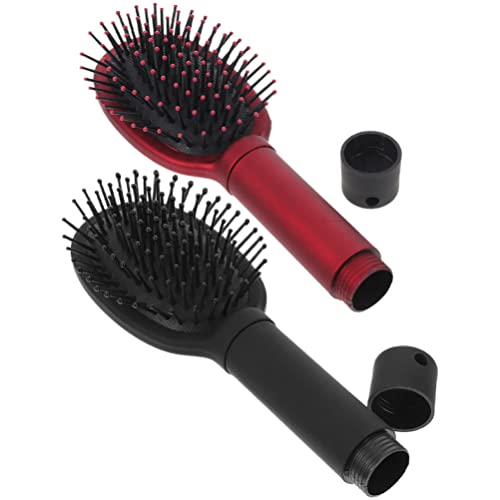 OperitAcx הסתר מפתח מפתח מברשת שיער נסיעה 2 יחידות מברשות שיער מפלסטיק קופסת אחסון תכשיטים לעיסוי קרקפת אנטי-סטטי