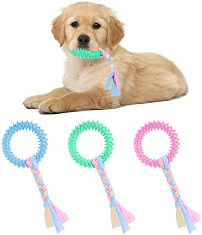 צעצועי בקיעת שיניים בגורים עם חבלים כותנה, 3 יח 'גומי כלב קטן לעיסה צעצועים צעצועים אגרסיביים צעצועים