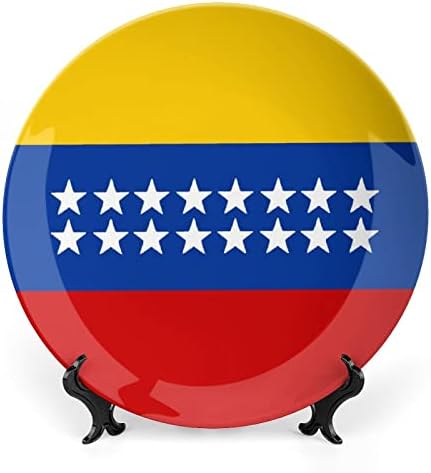 דגל גראן קולומביה עצם סין צלחת דקורטיבית צלחות קרמיקה מלאכה עם עמדת תצוגה לקישוט קיר משרד ביתי