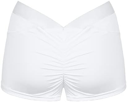 מכנסיים קצרים אתלטים של Beuu לנשים בצבע אחיד מותניים גבוהות תפור תפור ירך הרמת יוגה מכנסיים קצרים מכנסיים מכנסיים