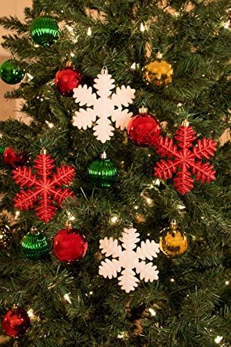 יצירות חכמות של Snowflake קישוט לחג המולד של 4 חלקים, עיצוב חג עמיד בפני עצי חג המולד, לבן