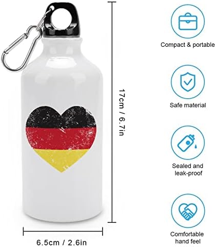 גרמניה לב רטרו דגל אלומיניום בקבוק מים ספל נסיעות דליפת דליפה בקבוקי ספורט מתכת 400 מל