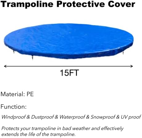 כיסוי טרמפולינה של Powenergy כיסוי מגן כחול 14ft טראמפולינה עגול עגול אטום למים, אנטי- UV,