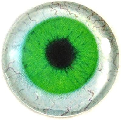 גלגל עיניים של זכוכית אנושית ירוקה בודדת 25 ממ עם לבנים לפסלי פיקוח או תכשיטים מייצרים תליונים מלאכה