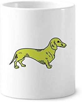 דפוס איור צהוב של כלב מצויר מברשת שיניים מחזיק עט ספל קרמיקה עמדת עיפרון כוס