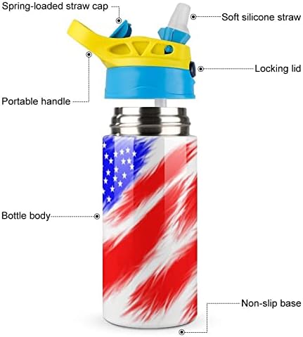 כוס תרמוס 500 מל בקבוק מים מבודד דגל אמריקאי עם קש לספורט ונסיעות