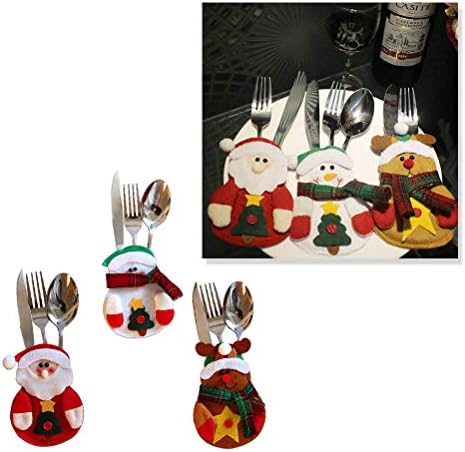 AMOSFUN סכין חג מולד ושקיות מזלג חג המולד שולחן כלי כסף מחזיק כלי כסף מוצרי בית ציוד למלונות