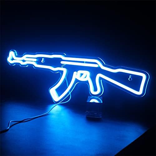 ניאון סימן אור אקדח הוביל תליית אמנות לילה מנורת אקדח עבור משחק חדר חנות מסיבת קיר תפאורה ניאון