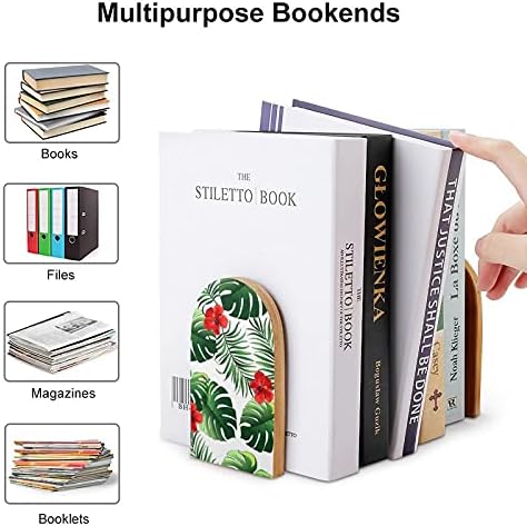 עלים דקל היביסקוס פרח ספר מסתיים עבור מדפי עץ תומכי ספרים מחזיק עבור כבד ספרים מחיצת מודרני דקורטיבי 1 זוג