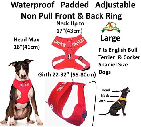 דקסיל מוגבל זהירות צבע אדום מקודד לא למשוך קדמי ואחורי ד טבעת מרופד ועמיד למים אפוד כלב לרתום מונע תאונות