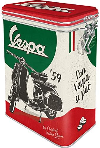 קופסת פח קפה רטרו נוסטלגית-ארט, 44 אונקיות, וספה-הקלאסיקה האיטלקית-רעיון מתנה למאווררי קטנוע, קופסת