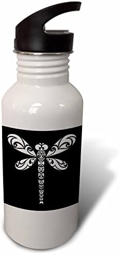 3 דריוזה שפירית לבנה קעקוע שבטי אמנות על שחור - בקבוקי מים