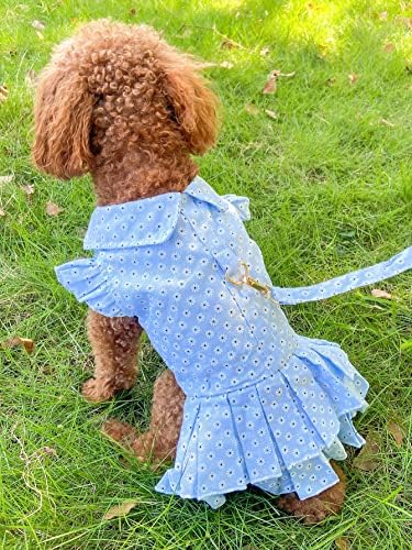 Qwinee 2 pcs רתמת שמלת כלבים ורצועה סט חיננית קשת שמלות כלבים קפואות עם טבעת ורצועה לכלבים