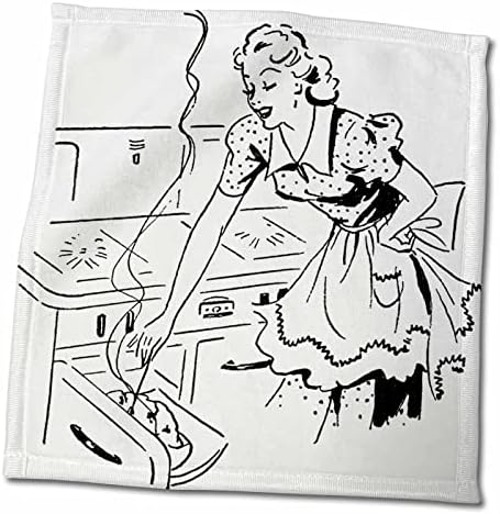 3drose פלורן - רטרו - הדפס של אמא רטרו בבישול מטבח - מגבות