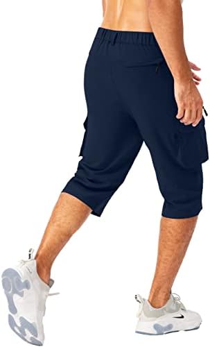 מכנסי קפרי קצרים של פודולה קפרי קלים קלים 3/4 מכנסיים קצרים ארוכים לגברים עם 6 כיסים מטען קיצור לאימון נסיעות