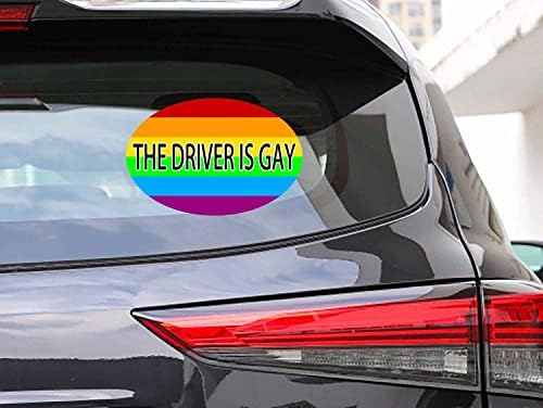 2 אריזה הנהג הוא מדבקות מדבקות פגוש להטבים הומוסקסואלים, מדבקות מכוניות מצחיקות לקישוטים של חלונות
