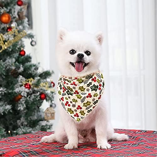 Vipith כפול צדדי כלב חג המולד בנדנה, משולש רחיץ אלסטי עץ שלג שמח עץ שלג איילים כלבים צעיף לכלבים