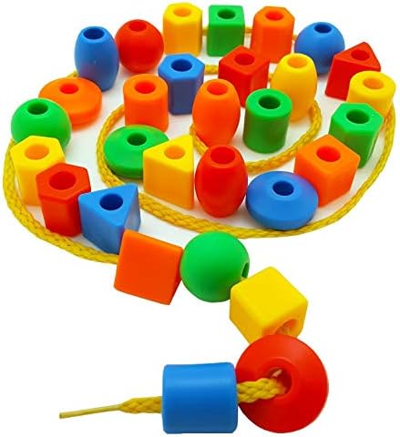 חרוזי שרוך לגיל הרך של Skoolzy לילדים - צורות גיאומטריות צעצועים מונטסורי