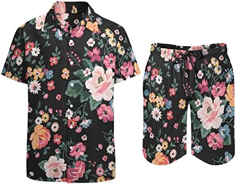פרחי אופנה תלבושות חוף של פרחי אופנה כפתור הוואי למטה חולצה עם שרוול קצר וחליפות מכנסיים קצרים