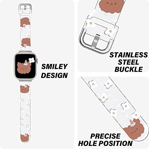 KAKUROKIE חמוד לולאת לולאת ספורט תואמת עם Apple Watch 38 ממ 40 ממ 41 ממ, דפוס מודפס ללא דו -פדיון