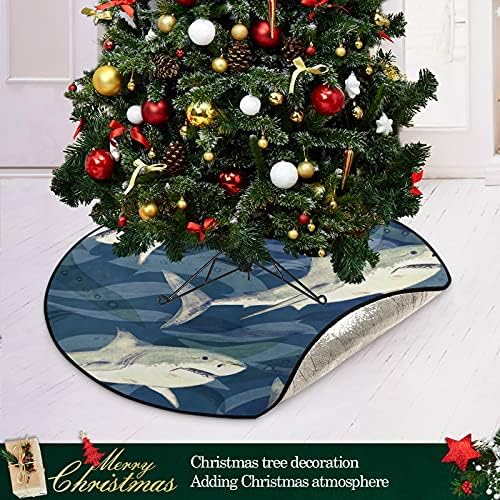 כריש אוקיינוס ​​מחצלת עץ חג המולד אטום עץ עץ עץ מגש שטיח מחצלת מתחת לאביזר עץ חג המולד לקישוטי