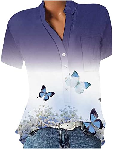 פרחוני חולצות לנשים 2023 קיץ אלגנטי כפתור למטה אופנה פרחוני מודפס מזדמן קצר שרוול חולצות חוף חולצה