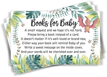 50 ספרים עבור תינוק בקשה הכנס כרטיס עבור ילד דינוזאור תינוק מקלחת הזמנות או מזמין, חמוד להביא ספר במקום כרטיס