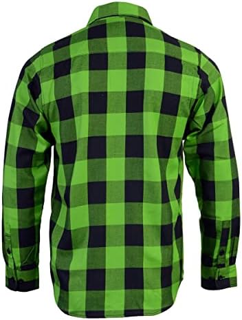 11656 גברים של שחור וניאון-ירוק ארוך שרוול כותנה פלנל חולצה
