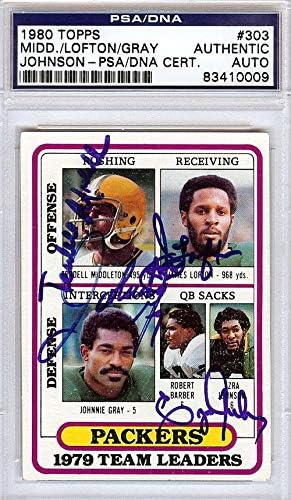 טרדל מידלון, ג'יימס לופטון וג'וני גריי חתימה משנת 1980 כרטיס טופפס 303 Green Bay Packers PSA/DNA 83410009