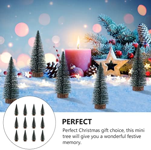 SewACC עצי חג המולד מיני מלאכותיים 12 יחידות 10 סמ שלג מכוסה עצי חג מולד עצי אורן קטנים ריאליסטיים