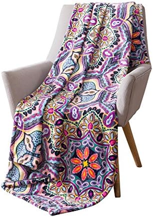 Boho Velvet Gleece Flece שמיכה: מבטא דפוס דקורטיבי קטיפה רכה של פייזלי לפייזלי לספה או למיטה, צבעוני: