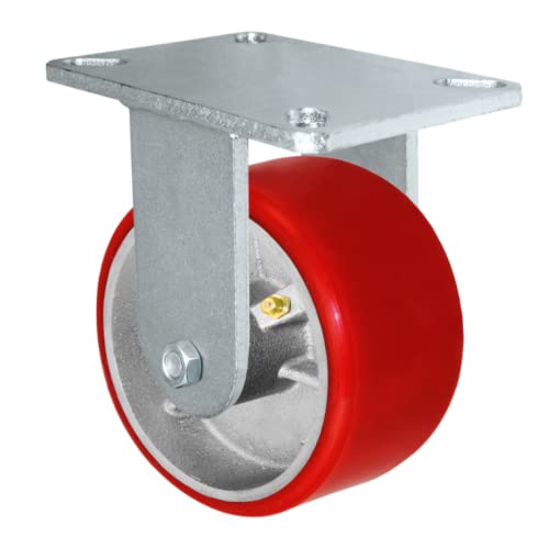 6 x 3 כבד גלגלית נוקשה - פוליאוריטן אדום על גלגל פלדה - קיבולת של 2,000 פאונד לכל גלגלית