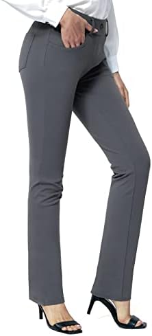 מכנסי שמלת יוגה של KMISUN לנשים 31 '' מכנסי עבודה רגילים ברגליים ישרות, מתיחות מכנסיים מזדמנים עסקיים