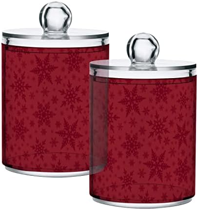 Alaza 2 Pack QTIP מחזיק מתקן חג המולד אדום פתיתי שלג דפוס מארגן אמבטיה מיכלים לכדורי כותנה/ספוגיות/רפידות/חוט
