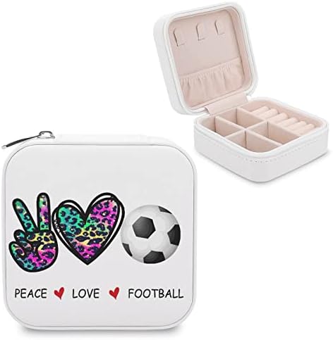 Leace Love Football תיבת תכשיטים קטנה נסיעות מארגן קטן מארגן תצוגה ניידת מארז לאחסון טבעות עגילי שרשרת חג