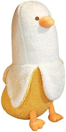 צעצוע קטיפה של ברווז בננה Seahome, ברווז בננה חמוד בעלי חיים ממולאים קטיפות בובה מחבקת כרית קטיפה ישנה לבנים