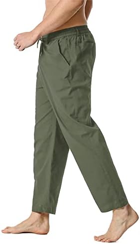 NYYBW מכנסי פשתן כותנה מכנסיים - מכנסי כפתור מזדמנים מכנסי יוגה מכנסיים יוגה טרקלין מכנסי חוף קלים