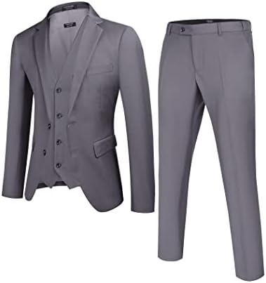 קופנדי גברים של 3 חתיכות רזה מתאים חליפות קלאסי מוצק מעיל אפוד מכנסיים שני כפתור בלייזר עבור עסקים מסיבת חתונה