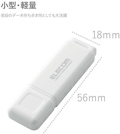 Elecom MF-HSU3A32GWH זיכרון USB, 32 GB, USB 3.0, התואם ל- Windows ו- Mac, מונע אובדן כובעים, לבן