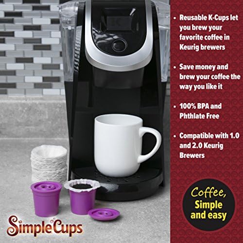 כוסות פשוטות לשימוש חוזר 2.0 כוסות קפה עם 50 מסננים-תואם עם מקורי מקורי 2.0 דגמים