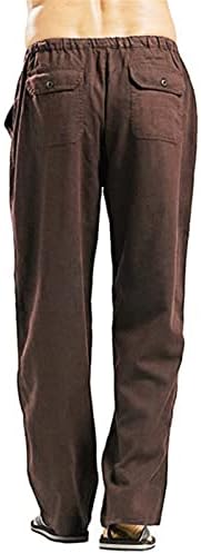 ג'שיפנג'יוסו מכנסי פשתן של גברים מכנסיים קיץ מזדמנים מכנסיים רופפים מכנסיים קלים מותניים אלסטיים מכנסי
