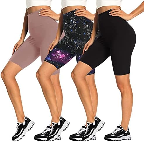 גייהיי 3 מארז מכנסי אופנוענים לנשים-8& 34; מכנסי אימון בקרת בטן בגזרה גבוהה ליוגה ספורטיבית לריצה על