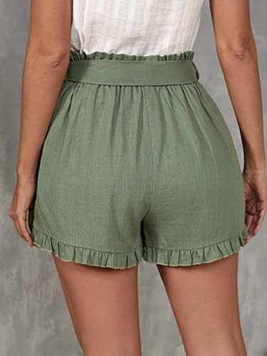 LKTM מכנסיים קצרים לנשים פריל לקצץ חגורה מכנסיים קצרים ברגליים רחבות לנשים