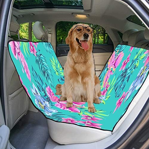 כיסוי מושב כלב מותאם אישית היביסקוס פרח הדפסת צבע וינטג ' כיסויי מושב לרכב לכלבים עמיד למים לא להחליק