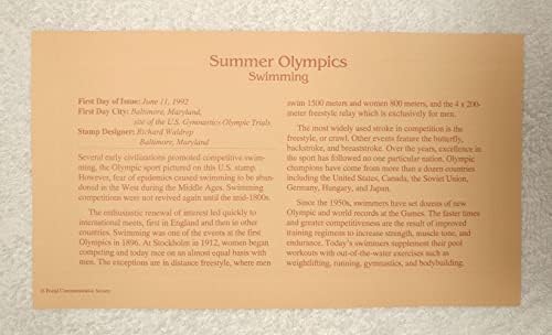 אולימפיאדת הקיץ - שחייה - 22KT העתק זהב חותמת/עטיפת יום ראשון פלוס כרטיס מידע - חברת הנצחה הדואר - 11 ביוני