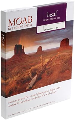 Moab Lasal Photo Matte, נייר דיו ארכיוני לבן בוהק, 11 מיל, 235GSM, A2 16.5x23.4 , 50 גיליונות